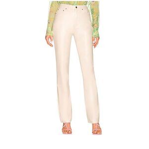 AFRM Heston off white faux leather straight leg pants 27